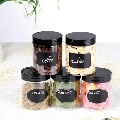 Miniatura 7 de Dabacc Tarros de plástico de 8 onzas con tapas, paquete de 24 recipientes de plástico transparente para almacenamiento de alimentos de cocina
