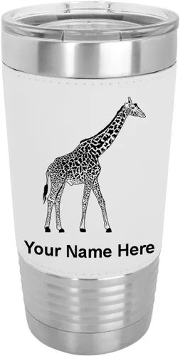 Miniatura 22 de LaserGram Vaso aislado al vacío de 20 onzas, jirafa, grabado personalizado incluido (piel sintética, estilo béisbol)