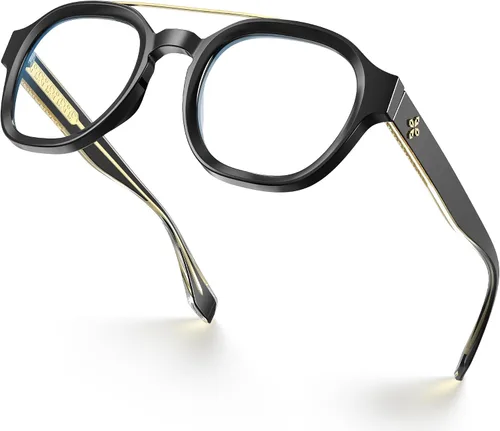 Miniatura 10 de VISOONE Gafas retro redondas antifatiga ocular de metal medianas, gafas de bloqueo de luz azul para juegos de computadora, mujeres y hombres, Sanford