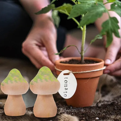 Miniatura 6 de Juego de 60 piezas de hongos de madera naturales sin terminar con formas de hongos, figuras de hongos, mini muñecas de madera para artes