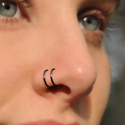 Miniatura 6 de 2 Pairs Double Hoop Earrings, Gold Cartilage Earrings for Women, Small Silver Helix Piercing Jewelry,Spiral Nose Ring Tiny Twist Earrings as Gift