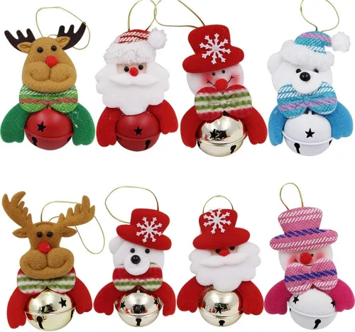 Happy Trees Juego de adornos de felpa para árbol de Navidad para decoración de fiesta en el hogar, muñeco de nieve colgante de Navidad, alce, Papá