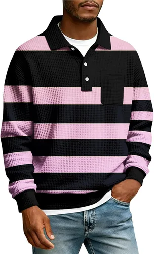 Miniatura 27 de Camisas de manga larga con botones a cuadros para hombre, con cuello de manga larga, estilo casual, elegante, a cuadros 2- amarillo
