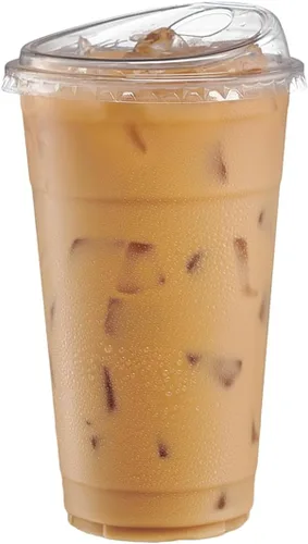Miniatura 2 de Comfy Package - 100 vasos de plástico transparente con tapas sin pajilla, 24 onzas, tazas de café helado desechables con tapas, ideales para bebidas