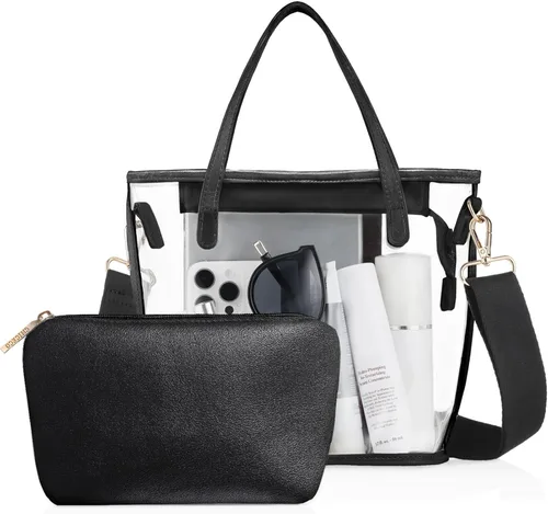 Miniatura 7 de CHICECO Bolsa transparente para mujer, bolsa transparente para eventos de estadio con correas ajustables, bolsa de mano para deportes, conciertos