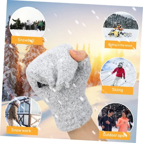 Miniatura 6 de LIOOBO Guantes calefactados por USB: guantes de escritura suaves para tejer, guantes de calentamiento de invierno, calentadores de mano