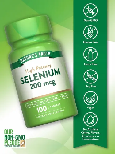 Miniatura 3 de Nature's Truth Tabletas de selenio de alta potencia de 200 mcg - 100 ct, paquete de 3