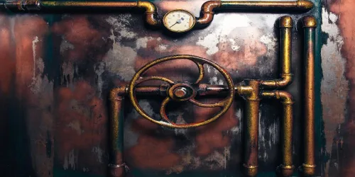 Miniatura 8 de BELECO Telón de fondo de fotografía Steampunk retro oxidado, de 5 x 3 pies, tubos de vapor de metal viejo, medidor de presión, fondo de máquina