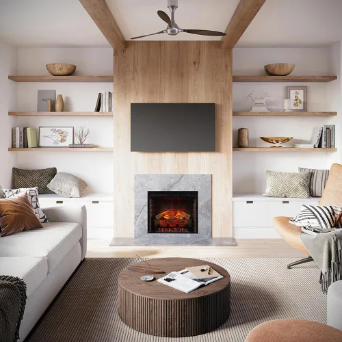 Miniatura 2 de Modern Ember Uptown - Inserto de chimenea eléctrica inteligente de 23 pulgadas, compatible con Alexa/WiFi, incluye control remoto, calentador