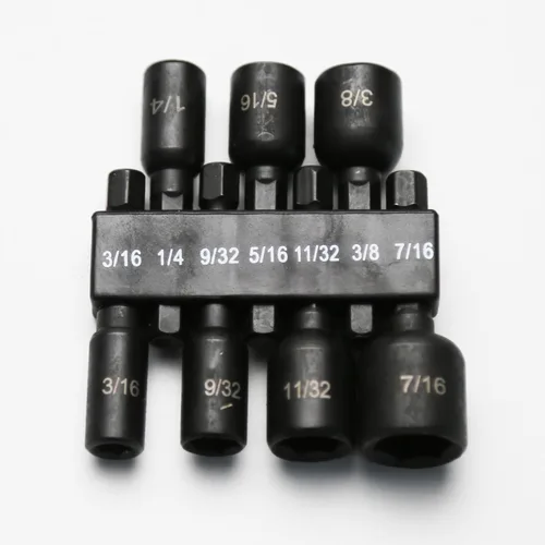 Miniatura 16 de TMAX Juego de 5 piezas de destornilladores magnéticos de acero S2 listo para impactos: 1/4 pulgadas, 5/16 pulgadas, 3/8 pulgadas, 7/16 pulgadas, 1/2