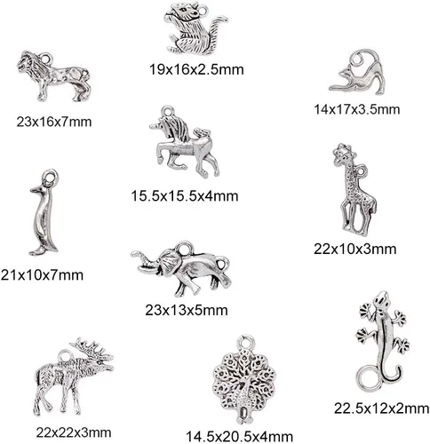 Miniatura 2 de PH PandaHall Dijes de animales de 10 estilos, 30 piezas de aleación tibetana de plata antigua, jirafa, unicornio, gato, dijes para manualidades
