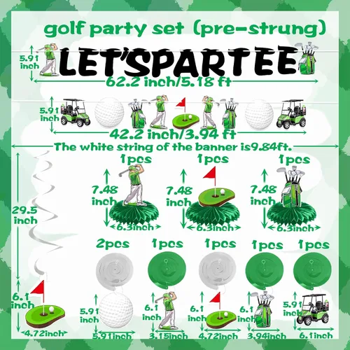 Miniatura 2 de Decoraciones de fiesta de cumpleaños de golf premontadas, decoraciones de fiesta temática de golf, decoraciones de golf para fiesta, cartel de golf