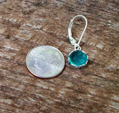 Miniatura 4 de Pendientes de plata de ley con tarro de masón vintage reciclado, colección botánica, Azul