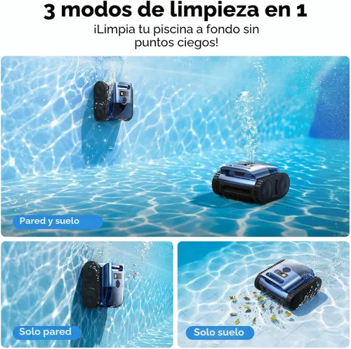 Miniatura 2 de Limpiador robótico de piscina, aspiradora inalámbrica para piscinas enterradas, robot limpiador automático de piscinas para suelos de piscina