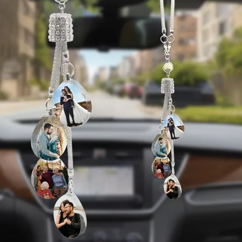 Miniatura 10 de Colgante personalizado negro-8 para foto de coche, adornos colgantes de automóvil, para mujeres y hombres, regalo del día de San Valentín