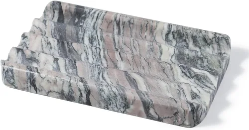 Miniatura 14 de Jabonera de mármol para ducha, soporte de jabón de barra con diseño de ondas de agua, fácil limpieza para fregadero de cocina, baño, bandeja de Agiax