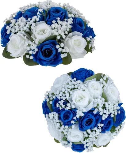 Miniatura 8 de BLOSMON Bolas de Flores Falsas Centros de Mesa de Boda 2 Piezas Rosa Carmesí Respiración de Bebé Flores Artificiales Piezas Centrales Decoración