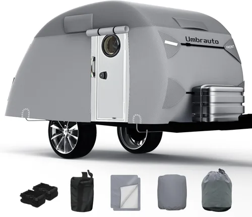 Miniatura 33 de Umbrauto Cubierta para caravana de 5ª rueda de 28 a 31 pies, 7 capas superiores extra gruesa, cubierta de quinta rueda, impermeable, resistente al