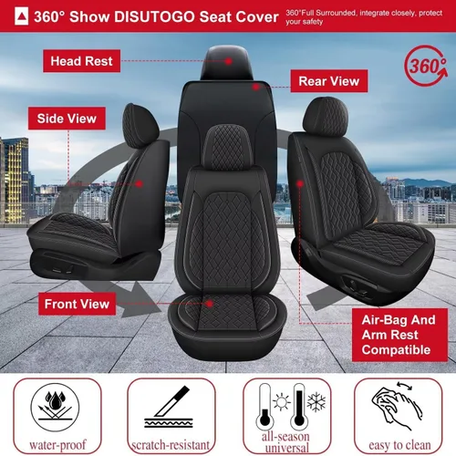 Miniatura 8 de DISUTOGO Fundas de asiento para Toyota 4Runner 2003-2024 2025: juego completo de fundas de asiento de automóvil impermeables de piel sintética
