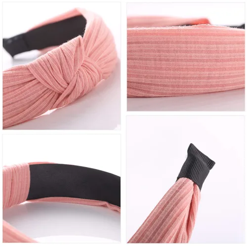 Miniatura 3 de Funtopia - Diademas anudadas para mujeres y niñas, 9 piezas de diadema ancha y lisa, bandas para el cabello con nudo cruzado de moda