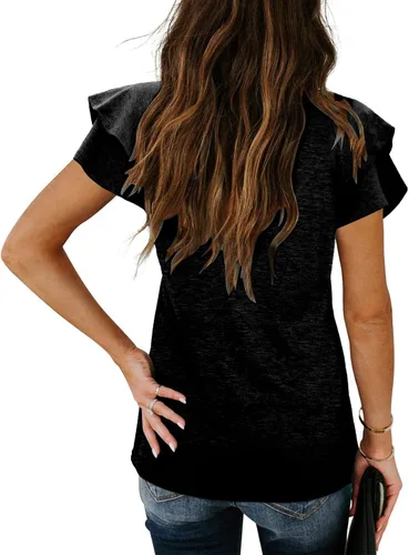 Miniatura 3 de Micticsi Camisetas casuales de verano con cuello en V y mangas con volantes para mujer