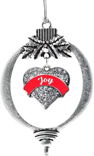 Miniatura 21 de Inspired Silver - Red Merry - Adorno de Navidad plateado - Adorno de árbol de Navidad con dije de corazón con circonita cúbica - Decoración colgante