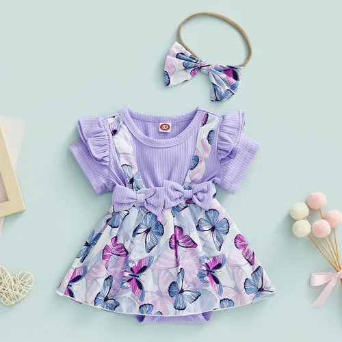 Miniatura 56 de Mubineo Ropa de verano para bebé niña, sin mangas, encaje floral, vestido de mameluco para recién nacido