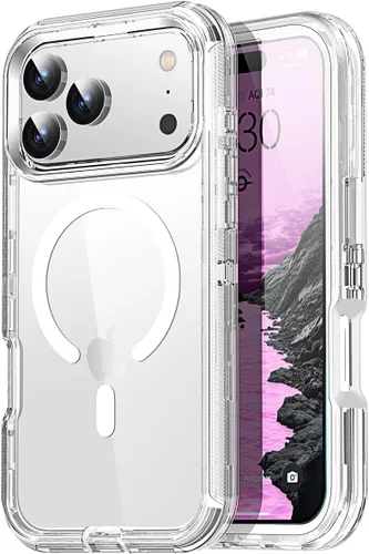 Miniatura 17 de AICase Funda transparente para iPhone 16e/13/iPhone 14, compatible con MagSafe 3 en 1, resistente protección contra caídas, cuerpo completo, a