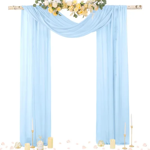 Miniatura 7 de Socomi Tela Transparente de Terracota para Decoración de Bodas Otoñales, Tela de Drapeado 29" x 20 Pies, 1 Panel, Cortina para Arco Exterior