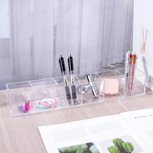 Miniatura 4 de dedoot Organizador de cajones transparente, 6 compartimentos, organizador de acrílico, cubo cuadrado de plástico duradero para maquillaje, joyas