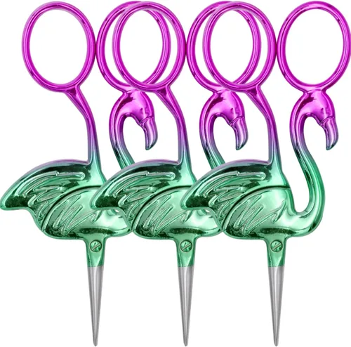 Miniatura 12 de JubileeYarn - Tijeras para bordar, diseño de flamenco, color rosa, 1 par Rosa flamenco