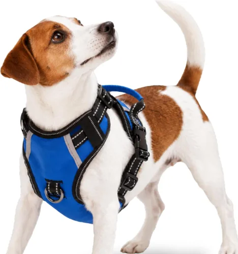 Miniatura 30 de Arnés antitirones para perro pequeño con 2 hebillas de liberación rápida y mango de fácil control, chaleco suave reflectante sin estrangulamiento