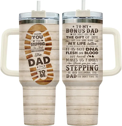 Miniatura 15 de 34HD Regalos de cumpleaños para el Día del Padre, de parte de su hija o hijo, taza de viaje aislada para 50 cumpleaños, clásico de 40 onzas con asa
