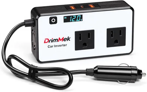 Miniatura 8 de DrimMek Inversor de Corriente para Automóvil de 200W, Salida de Adaptador de Enchufe de Automóvil Inversor DC 12V a 110V AC Encendedor