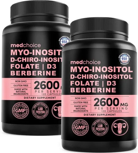 Miniatura 10 de Suplemento complejo de inositol 14 en 1 para mujeres, inositol mio y D-Chiro 40:1 con folato, vitamina D3, zinc, magnesio y botánicos para apoyo