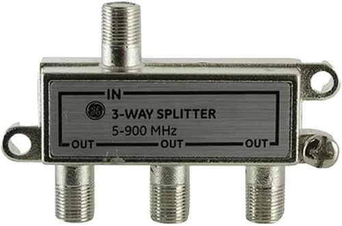 GE Divisor de cable coaxial de 3 vías, rango de 5-900 MHZ, compatible con coaxiales RG59 RG6, audio, video, funciona con TV HD, cable,