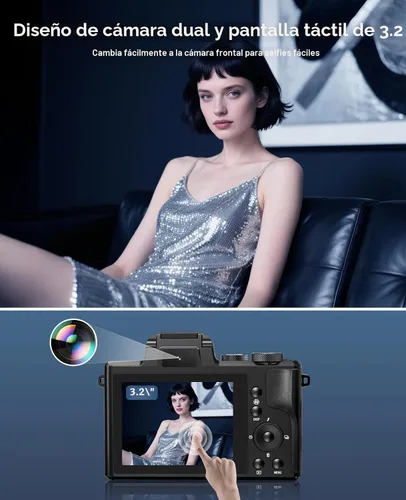 Miniatura 4 de Cámaras digitales 8K para enfoque automático de fotografía, actualización 2026 88MP WiFi profesional 16X Zoom cámara de fotografía con doble lente