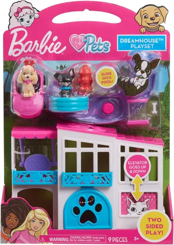 Miniatura 5 de Barbie Pet Dreamhouse juego de 2 caras, 10 piezas, incluye mascotas y accesorios, juguetes para niños de 3 años en adelante de Just Play