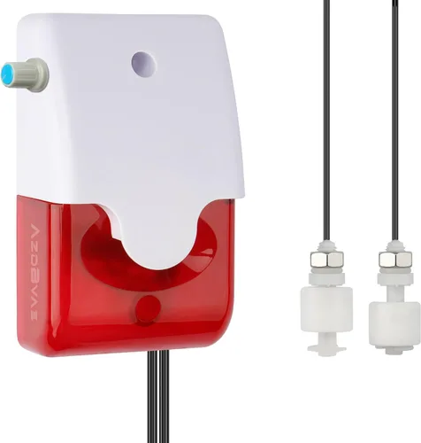 Detector de sensor de nivel de agua alto/bajo, sirena estroboscópica roja de 120 dB, volumen de alarma ajustable, sensor de fugas de agua de