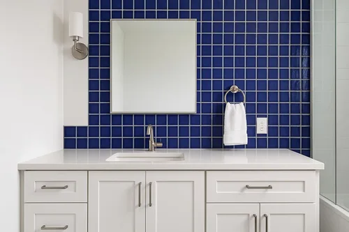 Miniatura 7 de Tenedos Azulejo de mosaico de porcelana con patrón cuadrado azul cobalto de alta calidad de 2 x 2 pulgadas (no se pega ni se pega) para cocina