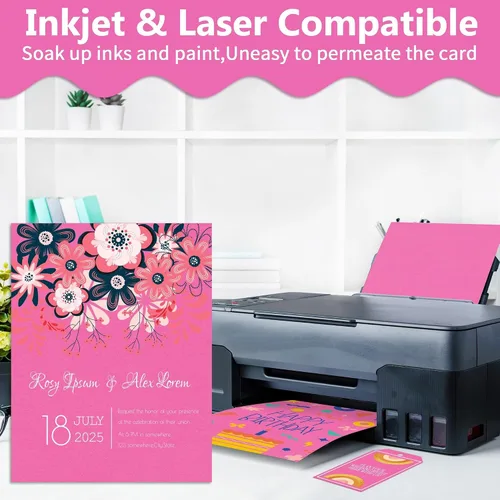 Miniatura 4 de Uncle Paul 40 hojas de cartulina rosa Bloming – 8.5 x 11 pulgadas de doble cara, papel de impresora de 65 libras, perfecto para álbumes de recortes