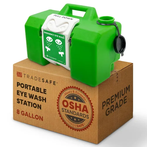 TRADESAFE Estación de lavado de ojos de emergencia: estación portátil de lavado de ojos aprobada por OSHA, primeros auxilios de lavado de ojos de 8