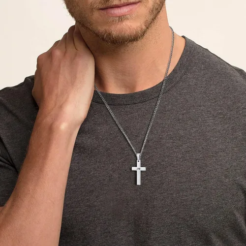 Miniatura 6 de XUANPAI Collar de cruz, collar con colgante de cruz grabable personalizado, joyería de Pascua, regalos de cumpleaños cristianos para hombres