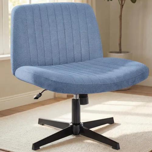 Miniatura 16 de NEO Chair Silla Criss Cross sin ruedas, sin brazos, con patas cruzadas, escritorio de oficina, silla ancha y cómoda de tocador para maquillaje, Beige