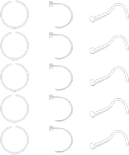 Miniatura 7 de JFORYOU Anillo de nariz acrílico transparente de 0.71 a 0.78 onzas (0.63-0.71 oz), joyería para el cuerpo para hombres y mujeres