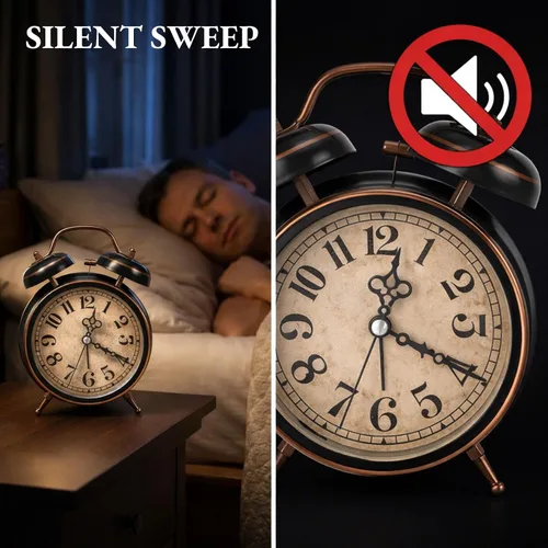 Miniatura 3 de AUNMAS Reloj despertador vintage, alarma de campana doble con esfera luminosa brillante, gestión de tiempo de noche retro para adultos con sueño