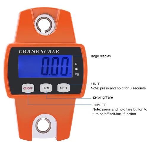 Miniatura 6 de 661.4 lbs Mini Escala Portátil LCD Digital Electrónico Gancho de Acero Inoxidable Colgante Pesaje Grúa Balanza Balanza