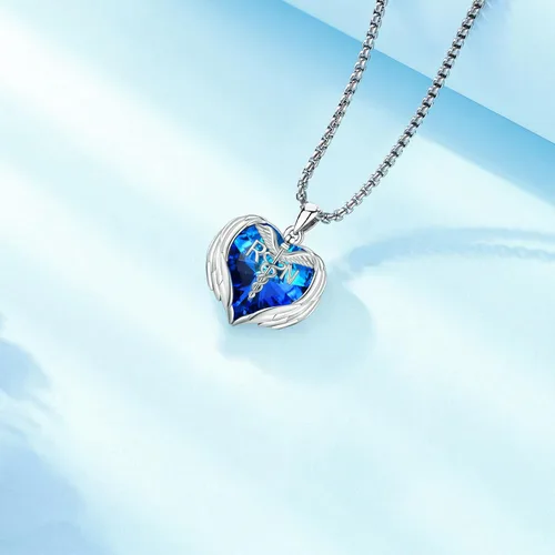 Miniatura 194 de Collar de alas de ángel de plata de ley 925, ángel de la guarda, enfermera RN caduceo, dije de ángel de cristal, joyería de regalo para mujer