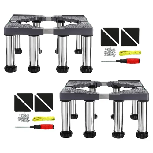 Miniatura 10 de PATIKIL Mini soporte para nevera, 8 pies fuertes, base de soporte de lavandería, bandeja de base ajustable multifuncional, antivibración