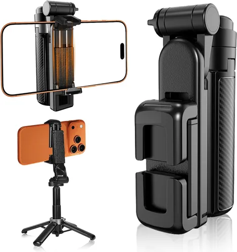 Trípode de bolsillo para teléfono, trípode portátil 3 en 1 para selfie stick con control remoto, rotación de 360°, soporte de trípode para teléfono